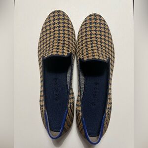 Rothy's Blue and Tan Houndstooth Slip-On Loafers 8.5